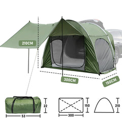 Car Rear Tent Hatchback Tents Waterproof Windproof Tailgate Extension with Awning Shade for 4-6 Persons Camping Gatherings Universal Fit SUV Van MPV