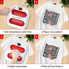 Portable Heat Press Machine 9x9Inch DIY LED Heat Press with Timer and Precise Temperature Control for T-Shirts Tote Bags Hats Quick Heating Transfer