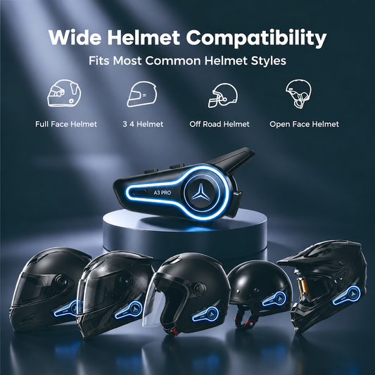 2 Pack Motorcycle Helmet Headset Bluetooth 6.0 Intercom Earphone with Mic IP67 Waterproof Wireless Headset for All Helmet Types 35H Long Standby Rechargeable Battery