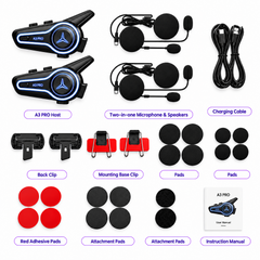 2 Pack Motorcycle Helmet Headset Bluetooth 6.0 Intercom Earphone with Mic IP67 Waterproof Wireless Headset for All Helmet Types 35H Long Standby Rechargeable Battery