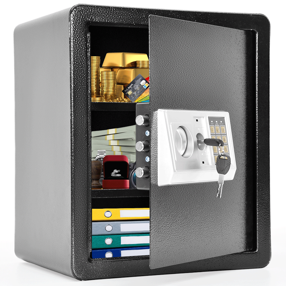 Home Safe Box Fireproof All Steel Security Box Electronic Digital Keypad and Keys Dual Lock with Removable Shelf for Wardrobe Home Office Hotel 38x31x45cm