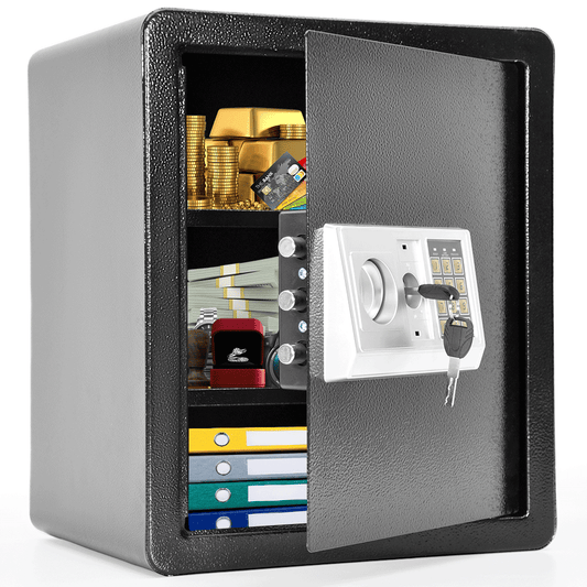 Home Safe Box Fireproof All Steel Security Box Electronic Digital Keypad and Keys Dual Lock with Removable Shelf for Wardrobe Home Office Hotel 38x31x45cm