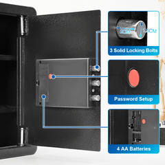 Home Safe Box Fireproof All Steel Security Box Electronic Digital Keypad and Keys Dual Lock with Removable Shelf for Wardrobe Home Office Hotel 38x31x45cm