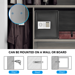 Home Safe Box Fireproof All Steel Security Box Electronic Digital Keypad and Keys Dual Lock with Removable Shelf for Wardrobe Home Office Hotel 38x31x45cm