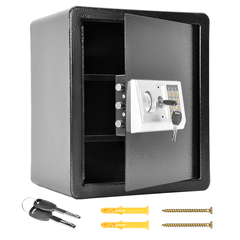Home Safe Box Fireproof All Steel Security Box Electronic Digital Keypad and Keys Dual Lock with Removable Shelf for Wardrobe Home Office Hotel 38x31x45cm