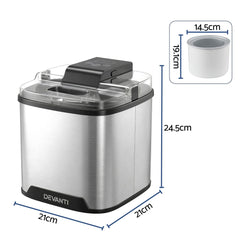 Devanti Ice Cream Maker Slushie Machine 2L Homemade Gelato Sorbet Sliver