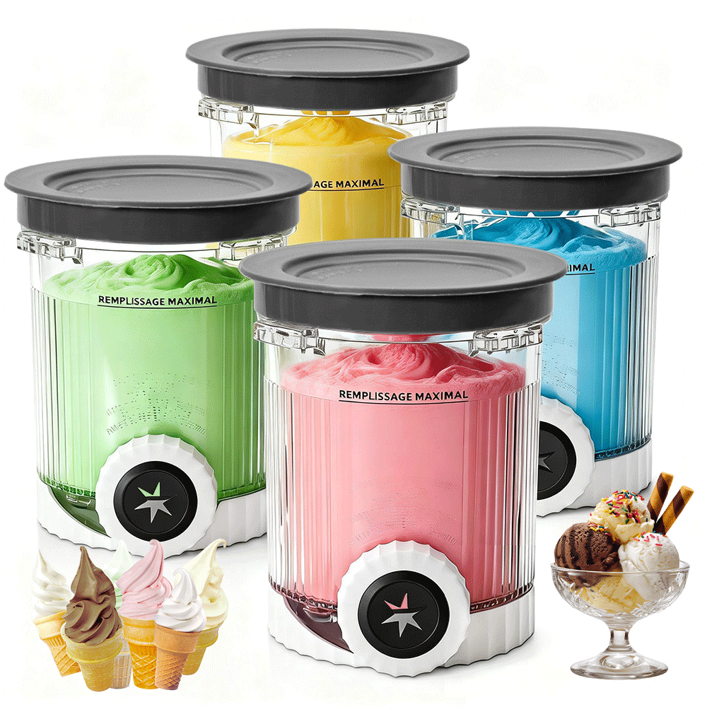 4 Pcs Ice Cream Pints with Lid 2-Mode Soft Serve Maker Replacement Compatible with Ninja Swirl Creami NC700 NC701 Series BPA-Free Dishwasher Safe