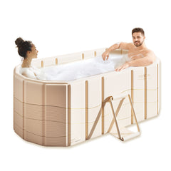 1.2m Folding Bathtub Large Durable PVC Inflatable Bath Tub Maintains Hot and Cold Temperature for Adult Family Gym Bath Collapsible Space Saving Yellow