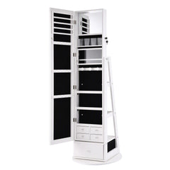 Artiss 360° Rotating Jewelry Cabinet Full Length Mirror, White