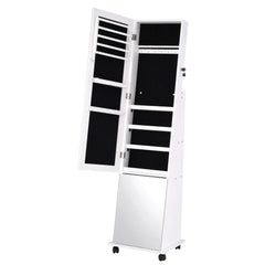 Artiss Jewelry Cabinet Frameless Full Length Mirror with Wheels, White