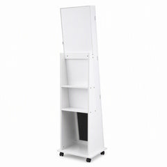Artiss Jewelry Cabinet Frameless Full Length Mirror with Wheels, White