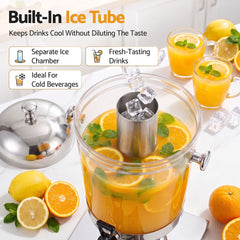 5-Star Chef 8L Beverage Juice Dispenser Tap Ice Tube Single Drip Tray