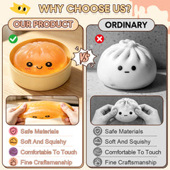 Gold Dumpling Squeeze Toy Squishy Bun Mystery Box Glitter Fidget Sensory TPR Stress Ball for Adults Kids Teens Party Travel Holiday Birthday Gift 95x50mm