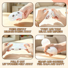 White Dumpling Squeeze Toy Squishy Bun Mystery Box Glitter Fidget Sensory TPR Stress Ball for Adults Kids Teens Party Travel Holiday Birthday Gift 95x50mm