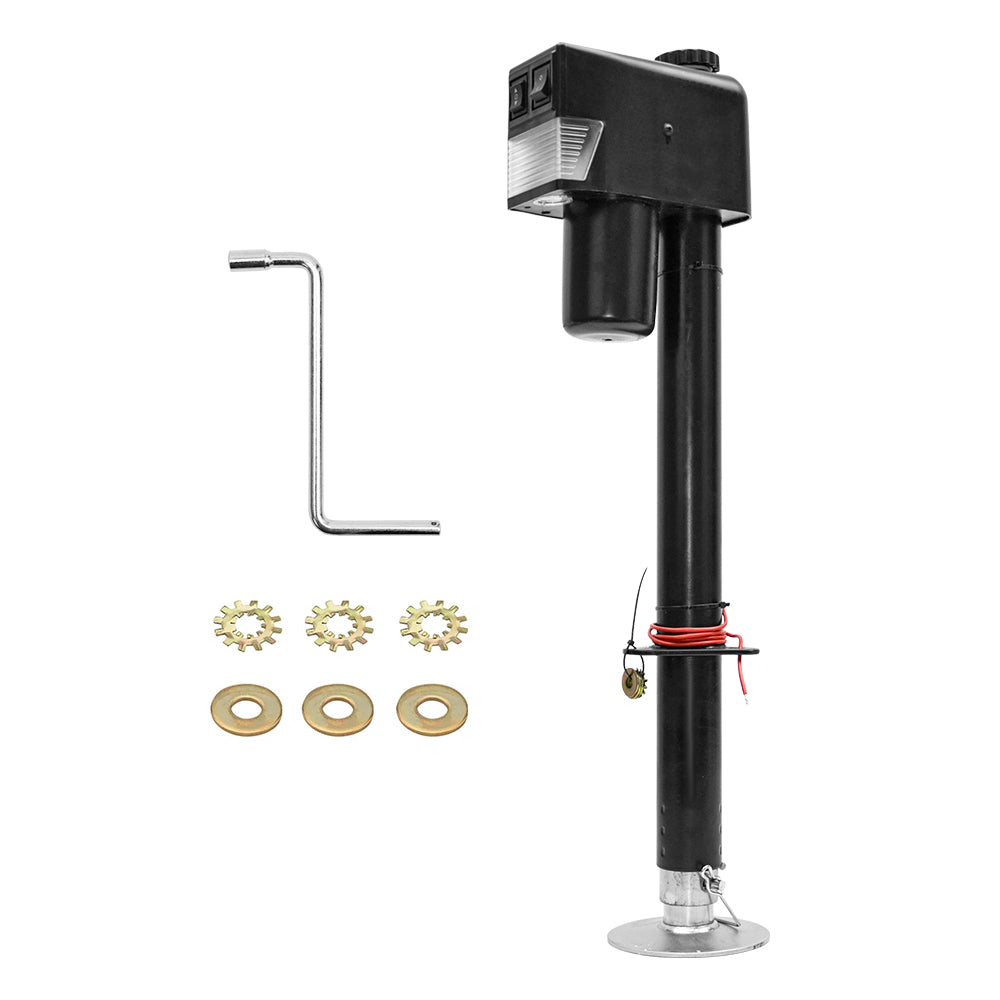 Electric A Frame Trailer Jack LED Light Power Tongue Jack Weight Capacity 3500 lbs 9Inch to 32Inch with Manual Crank Handle for RV Trailer Camper