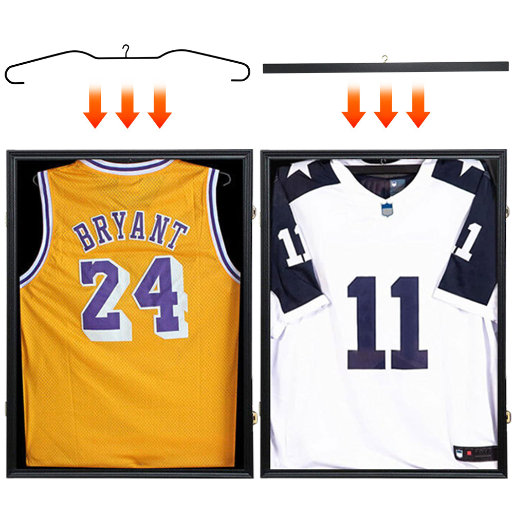 Jersey Frame Display Case Lockable Large Sports Jersey Showcase Box for Football Soccer Basketball Baseball Hockey with UV Protection Acrylic Black