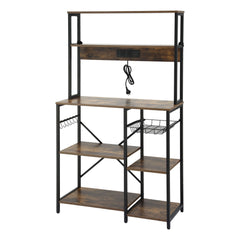Artiss 5-Tier Kitchen Rack with Power Outlets 90CMX153CM Microwave Storage Shelf