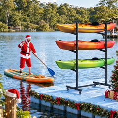 Weisshorn Kayak Storage Rack 3-Tier Canoe SUP Paddleboard Garage 80kg Casters