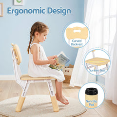 Keezi Kids Table and 2 Chairs Set Height Adjustable Toddler Desk and Chair Set for Ages 3-8, Activity Table with Graffiti Desktop for Learning Drawing Playing, Yellow