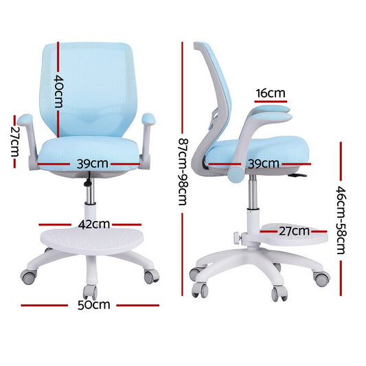 Keezi Kids Ergonomic Study Chair Adjustable w/ Wheels Footrest Blue