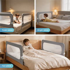 2m Baby Bed Rail Guard 63-76cm Height Adjustable Safety Side Guardrail Collision Protection for Toddlers Universal Fit for Most Bed Types and Mattresses