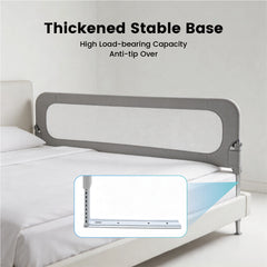 2m Baby Bed Rail Guard 63-76cm Height Adjustable Safety Side Guardrail Collision Protection for Toddlers Universal Fit for Most Bed Types and Mattresses