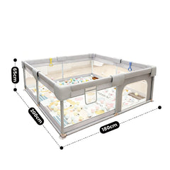 200x180cm Baby Playpen Portable Large Play Pen with Playmat Breathable Net and Zipper Door Indoor Outdoor Babies Toddlers Fence Play Area with Carry Bag