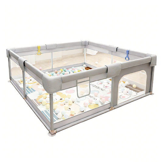 200x180cm Baby Playpen Portable Large Play Pen with Playmat Breathable Net and Zipper Door Indoor Outdoor Babies Toddlers Fence Play Area with Carry Bag