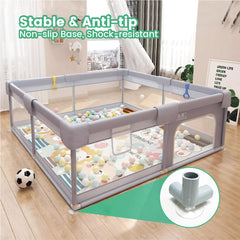 200x180cm Baby Playpen Portable Large Play Pen with Playmat Breathable Net and Zipper Door Indoor Outdoor Babies Toddlers Fence Play Area with Carry Bag