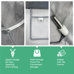 200x180cm Baby Playpen Portable Large Play Pen with Playmat Breathable Net and Zipper Door Indoor Outdoor Babies Toddlers Fence Play Area with Carry Bag