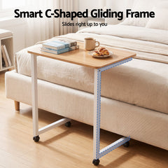 Artiss Mobile Laptop Desk Set 2-In-1 C-Shaped Nesting Table Oak