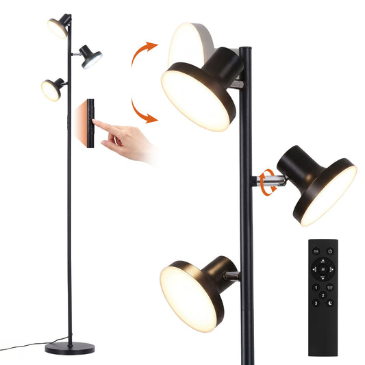 Artiss LED Tree Floor Lamp, 36W Modern Dimmable Standing Lamp with Remote & Touch Control, 4 Color Temperatures, 3 Rotatable LED Light Floor Lamps for Living Room, Bedroom, Office