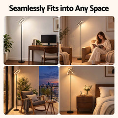 Artiss LED Floor Lamp with Dual Rotating Heads, Dimmable Light and Remote Control Black 20W