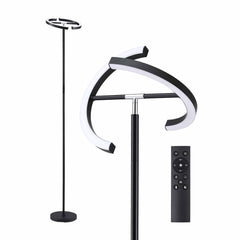 Artiss LED Floor Lamp with Dual Rotating Heads, Dimmable Light and Remote Control Black 20W