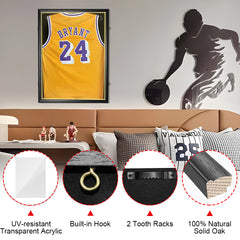LED Jersey Display Frame with LED Light Sports Shirt Lockable Box Wall Mounted Display Cabinet Shirts Display Showcase Frame with UV Protection