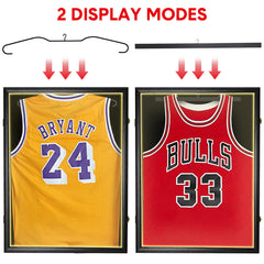 LED Jersey Display Frame with LED Light Sports Shirt Lockable Box Wall Mounted Display Cabinet Shirts Display Showcase Frame with UV Protection