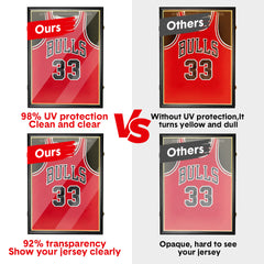 LED Jersey Display Frame with LED Light Sports Shirt Lockable Box Wall Mounted Display Cabinet Shirts Display Showcase Frame with UV Protection