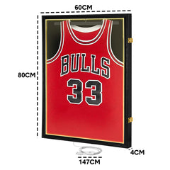 LED Jersey Display Frame with LED Light Sports Shirt Lockable Box Wall Mounted Display Cabinet Shirts Display Showcase Frame with UV Protection