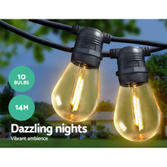 14m LED Festoon String Lights Christmas Decorations Wedding Party Outdoor Garden