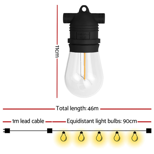 46m Festoon Lights Christmas Fairy String Lights Outdoor Party Garden Decor