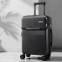 Wanderlite 20" Luggage Suitcase Front Pocket Travel Carry On TSA Black