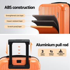 Wanderlite 28" Trunk Luggage Suitcase Travel 5 Wheels Type-C Port TSA Orange