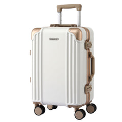 Wanderlite 20" Aluminium Frame Carry On Luggage Suitcase TSA Lock Spinner Wheels White Gold