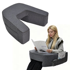 Ergonomic Reading Pillow High Density Sponge Laptop Pillow for Sofa Couch Bed Reading Gaming with Storage Pocket Soft Arm Rest Pillow 73x60x30cm Grey