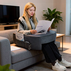 Ergonomic Reading Pillow High Density Sponge Laptop Pillow for Sofa Couch Bed Reading Gaming with Storage Pocket Soft Arm Rest Pillow 73x60x30cm Grey