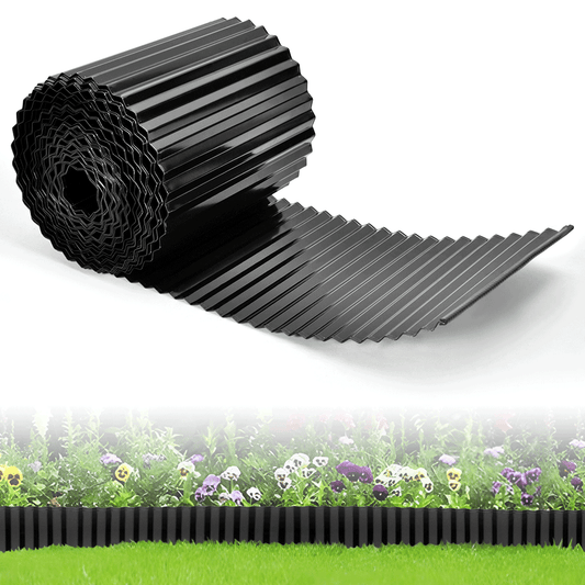 30cmx20m Corrugated Garden Edging Border Flexible Steel Tall Landscape Edging for Flower Raised Bed Lawn Yard Paver Weather Resistant Divider Black