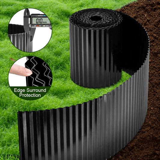 30cmx20m Corrugated Garden Edging Border Flexible Steel Tall Landscape Edging for Flower Raised Bed Lawn Yard Paver Weather Resistant Divider Black