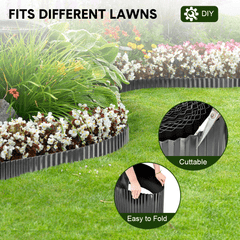 30cmx20m Corrugated Garden Edging Border Flexible Steel Tall Landscape Edging for Flower Raised Bed Lawn Yard Paver Weather Resistant Divider Black