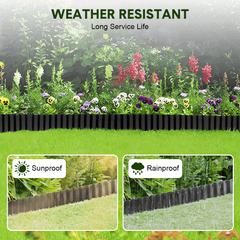30cmx20m Corrugated Garden Edging Border Flexible Steel Tall Landscape Edging for Flower Raised Bed Lawn Yard Paver Weather Resistant Divider Black