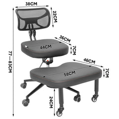 Cross Legged Office Chair Height Adjustable Meditation Chair 360 Footrest Rotating Kneeling Chair with Backrest and Wheels Home Office Yoga Chair Black